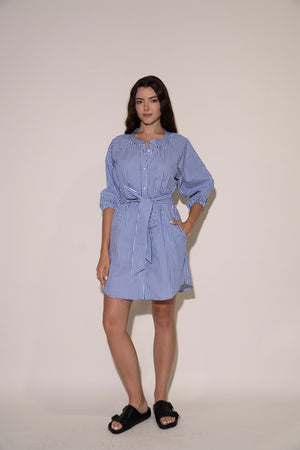 Kara Dress - Navy/White