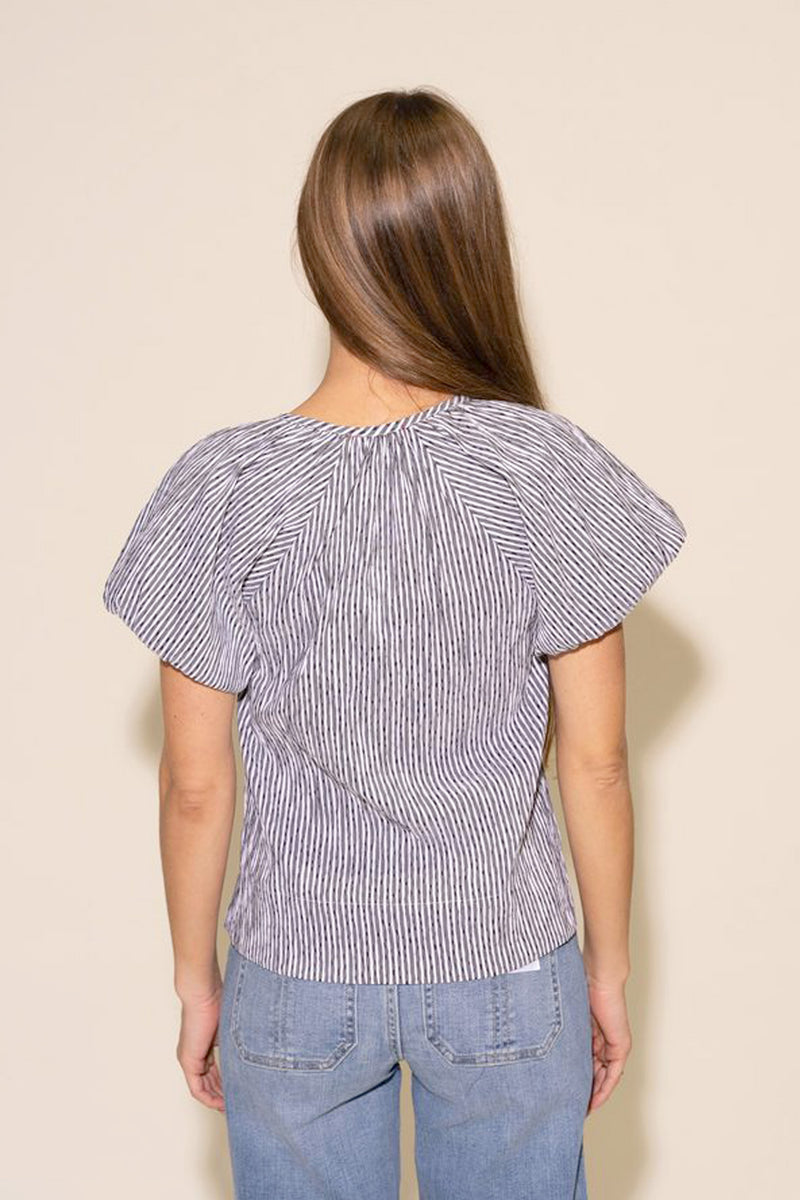 Rhonda Top - Black/White Stripe