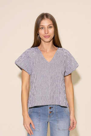 Rhonda Top - Black/White Stripe