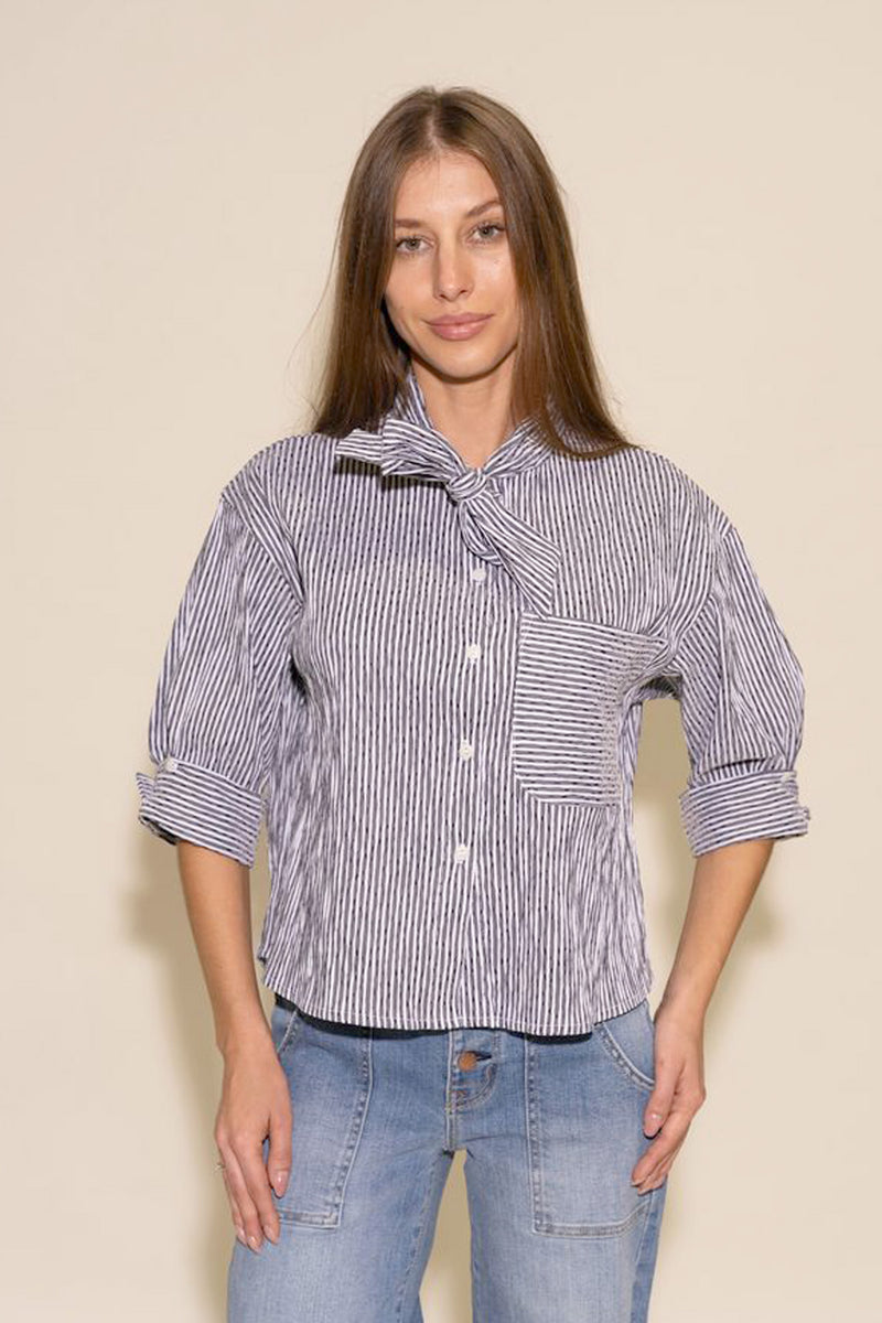 Amy Top - Black/White Stripe