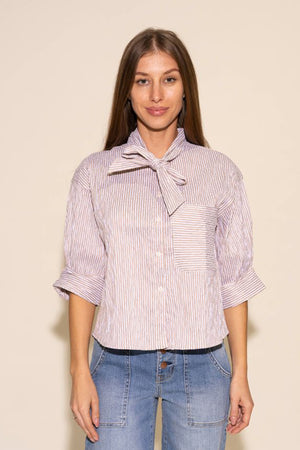 Amy Top - Tan/White Stripe