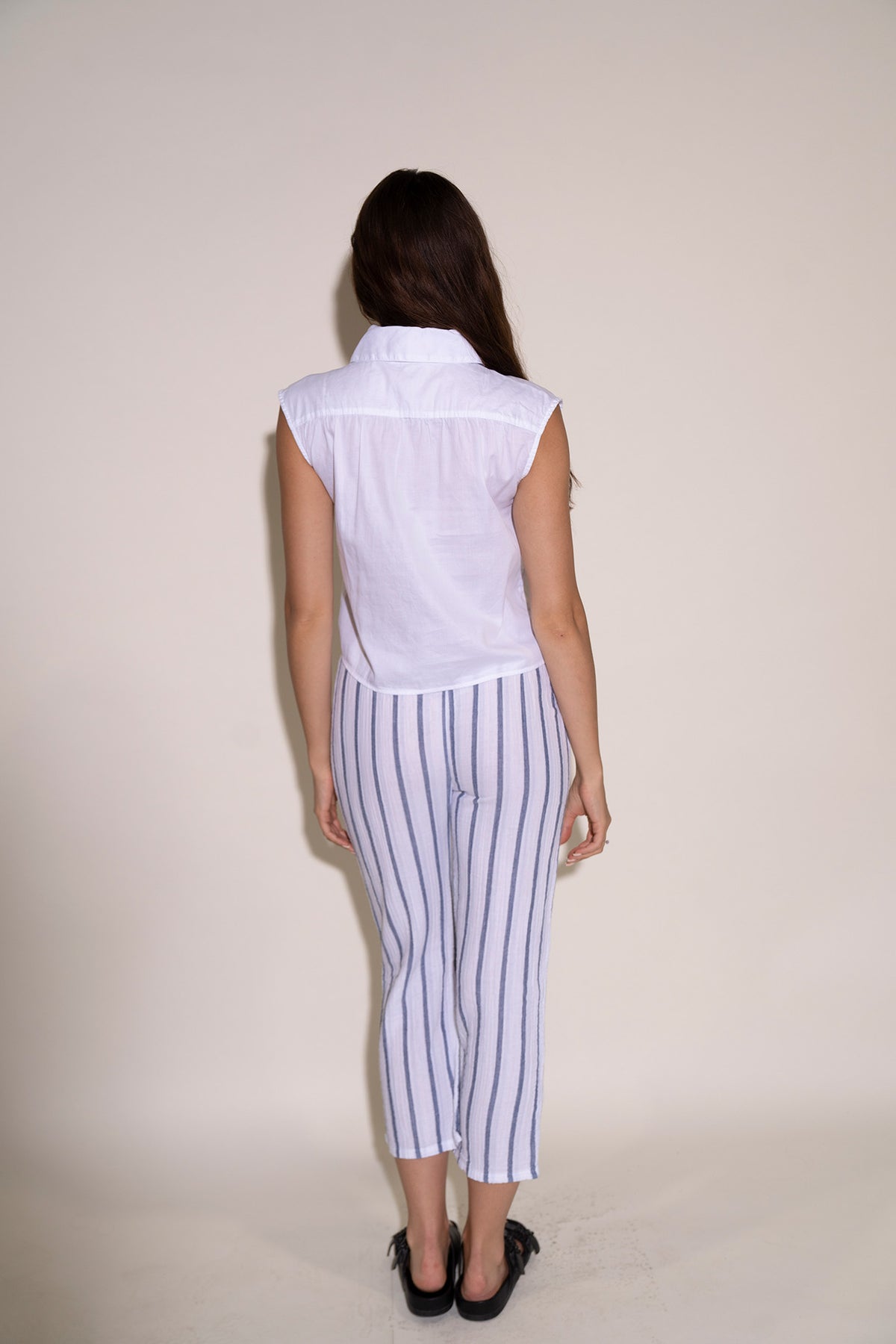 Aria Pants - White/Blue Stripe