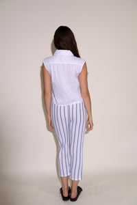 Aria Pants - White/Blue Stripe