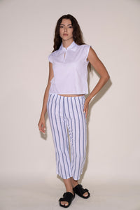 Aria Pants - White/Blue Stripe