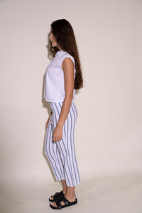 Aria Pants - White/Blue Stripe