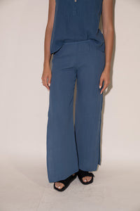 Side Slit Pants - Dusty Blue