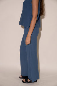 Side Slit Pants - Dusty Blue