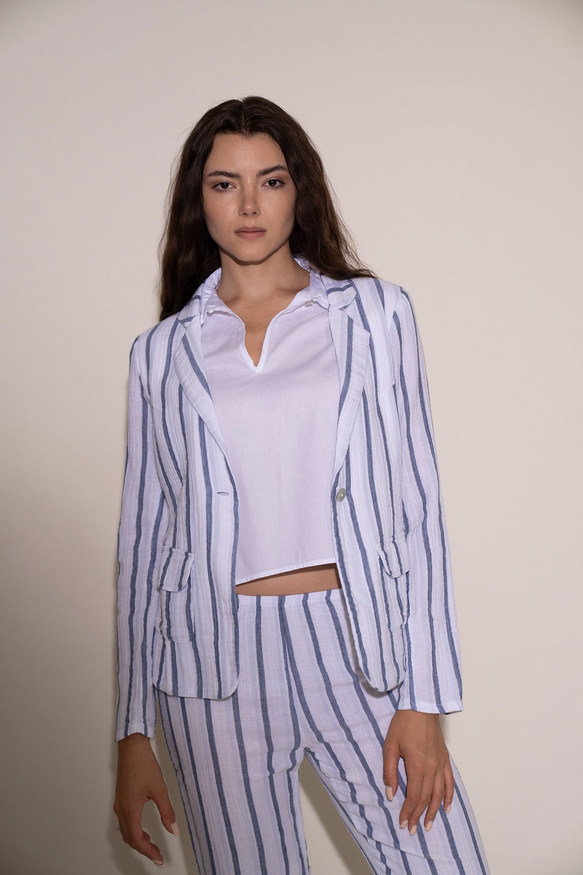 Blazer - White/Blue Stripe