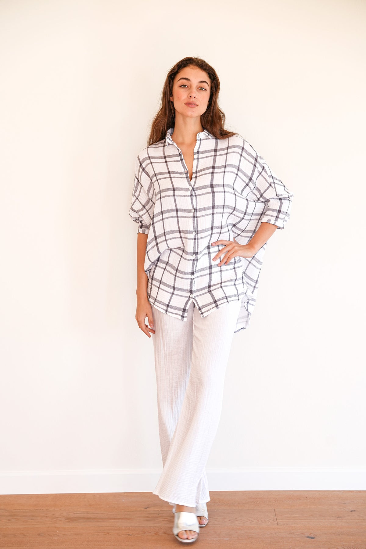 Boyfriend Shirt - White Plaid