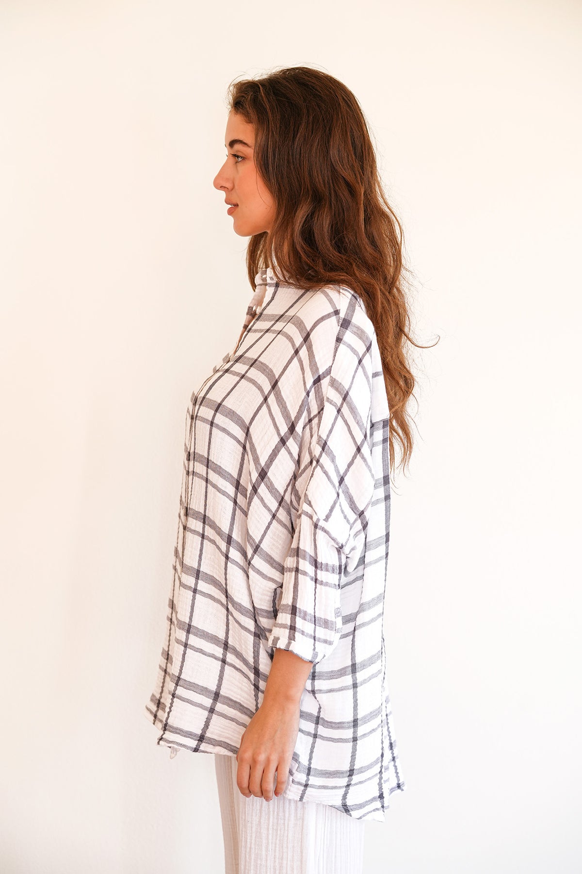 Boyfriend Shirt - White Plaid