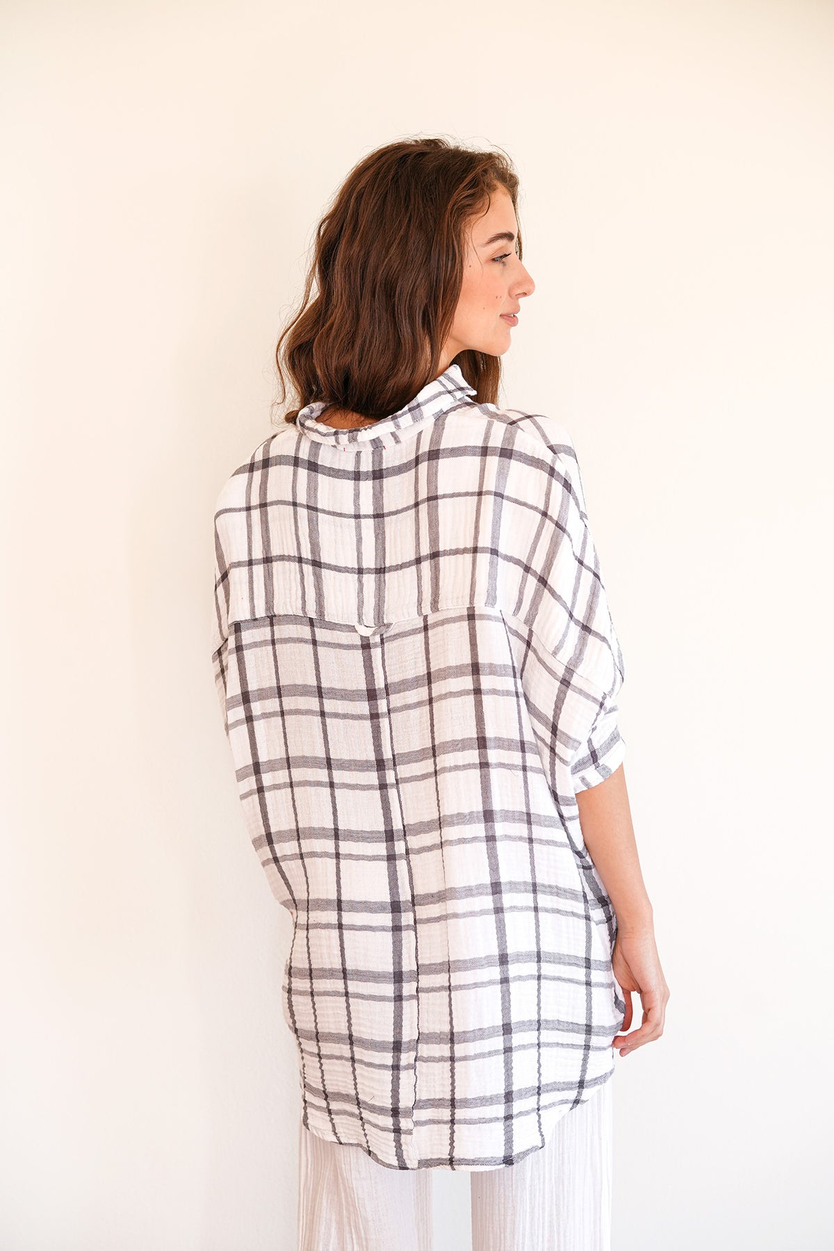 Boyfriend Shirt - White Plaid