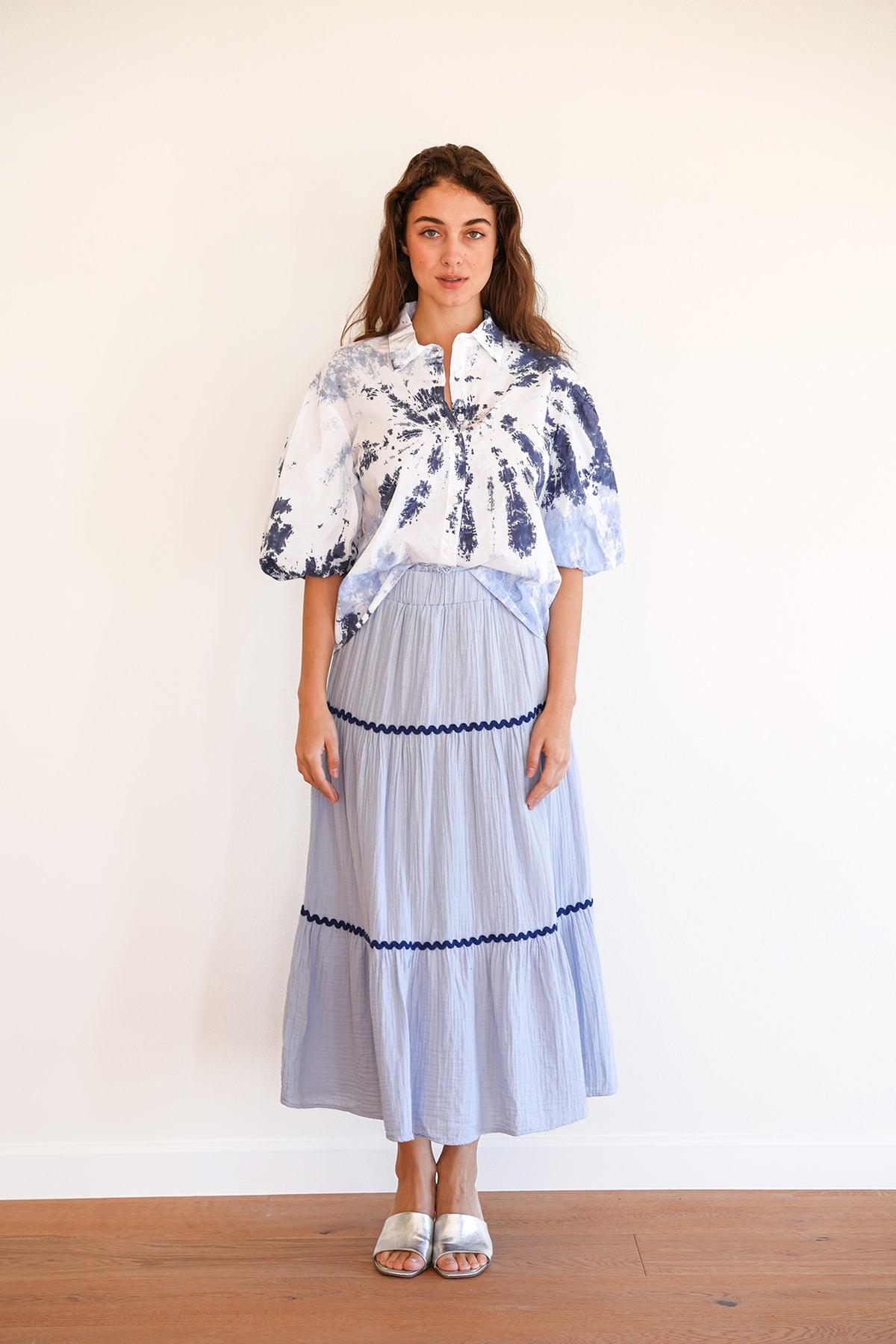 Puff Sleeve Button Up - Celestial Blue TD