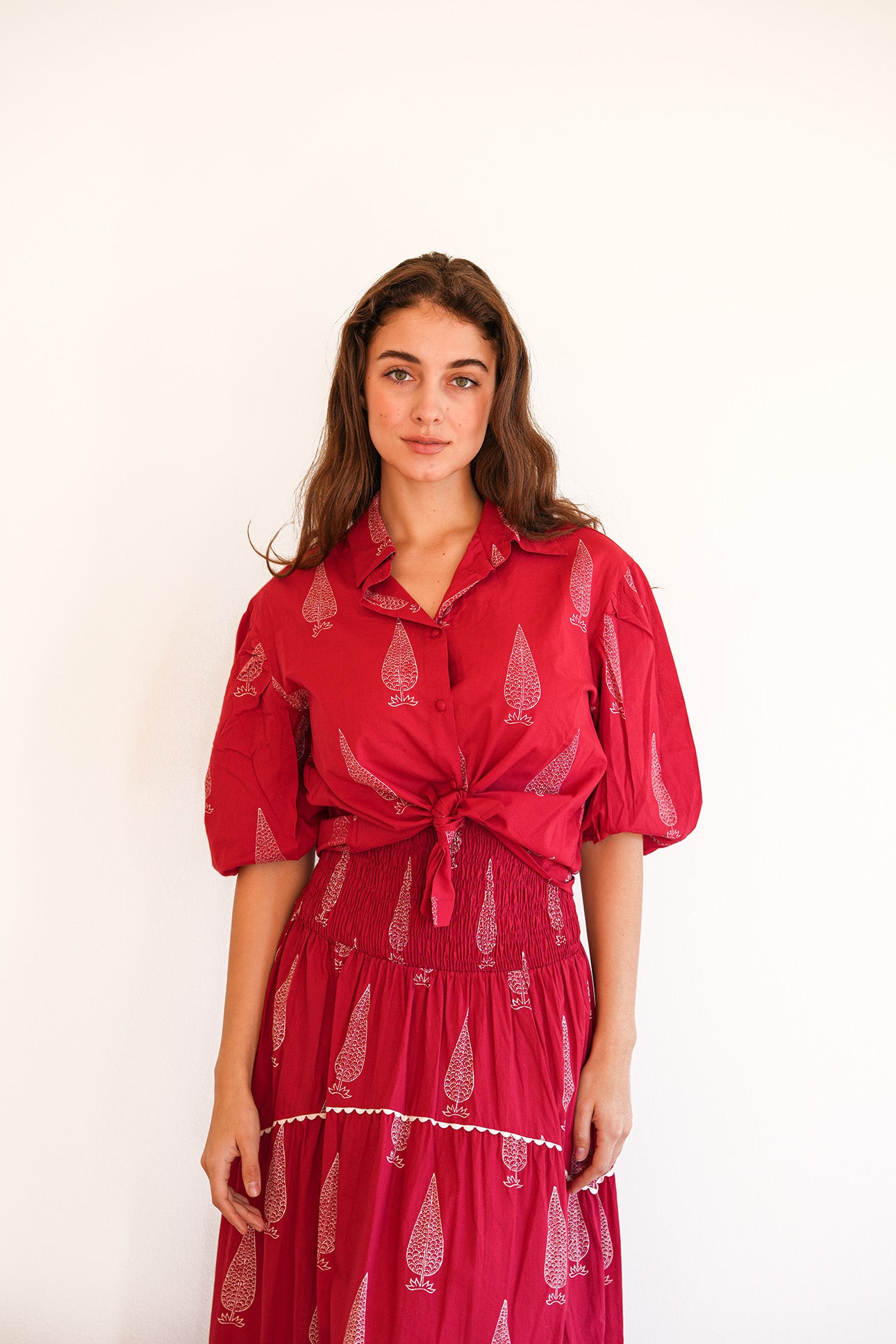 Puff sleeve button up dress online
