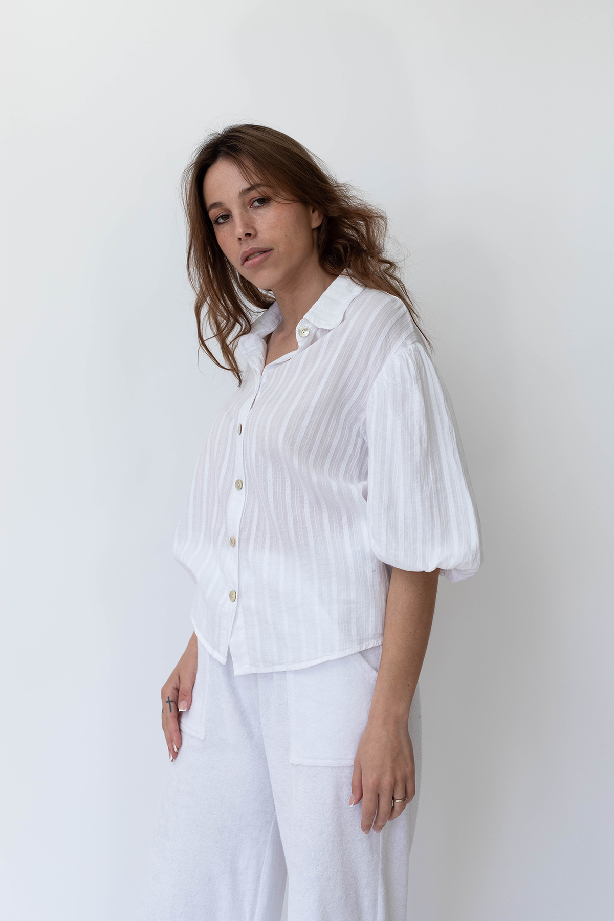 Puff Sleeve Button Up