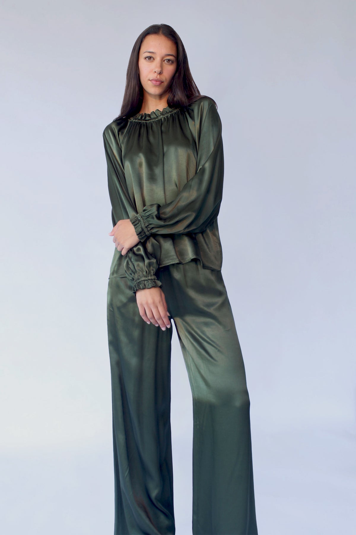 STARKx Fall 2023 Silky Kylie Top Military Front