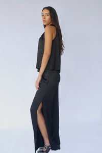 STARKx Fall 2023 Silky Side Slit Pants Black Side