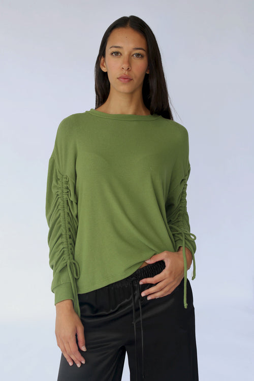 STARKx Fall 2023 Rory Top Olive Front Close Up