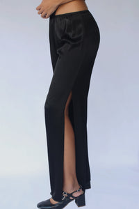 STARKx Fall 2023 Silky Side Slit Pants Black Side