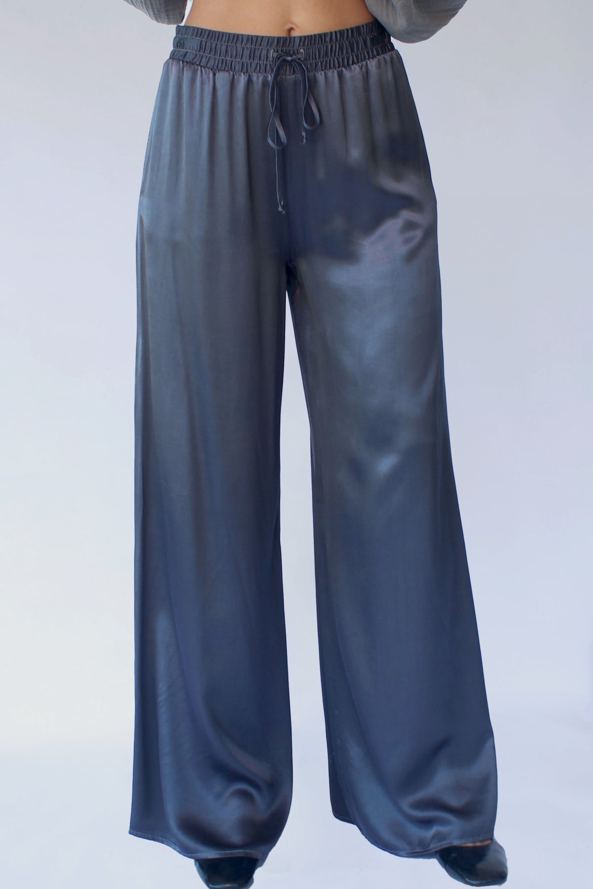 Silky Wide Leg Pants - Ash