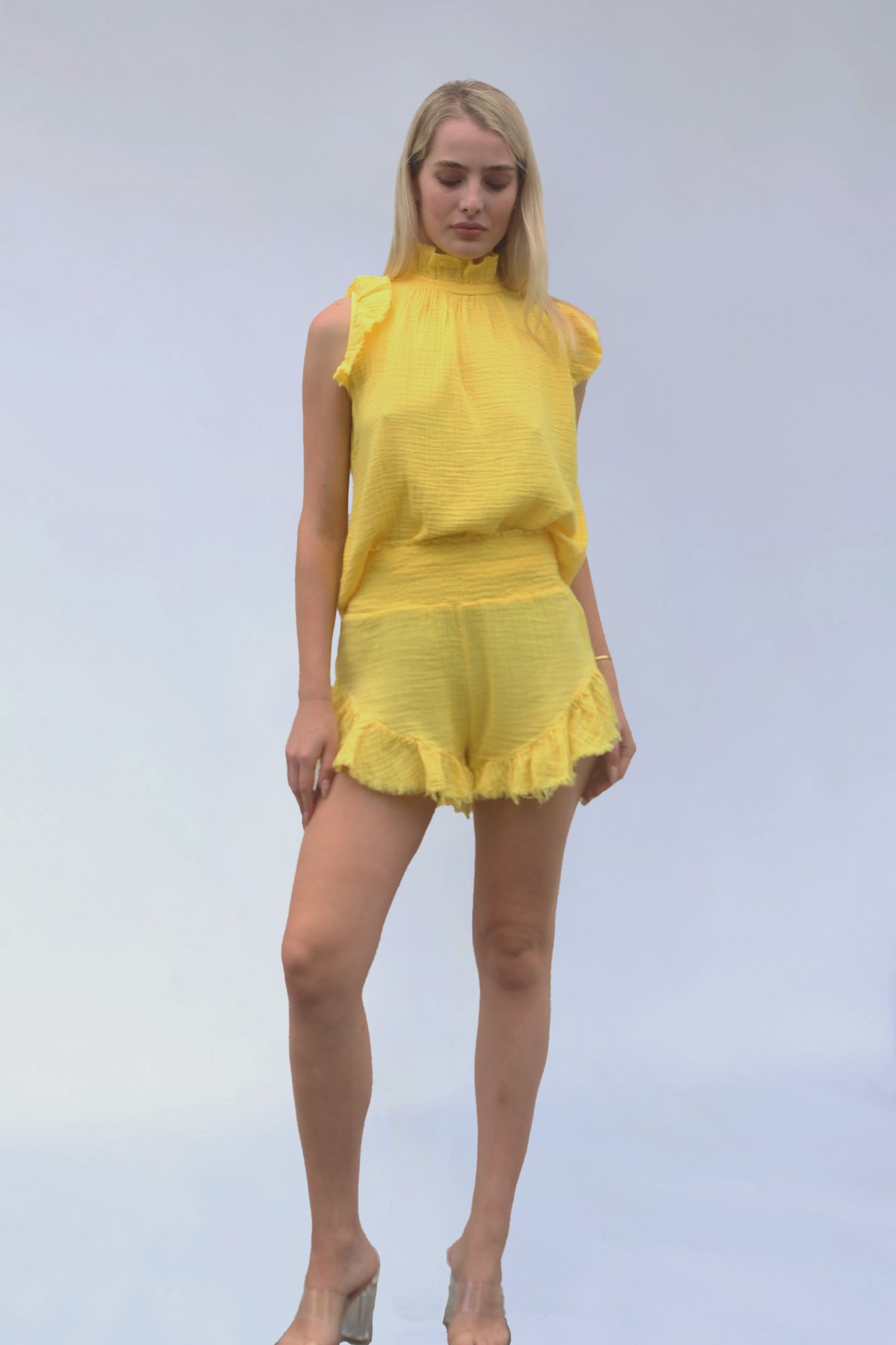 Ruffly Shorts - Bright Yellow
