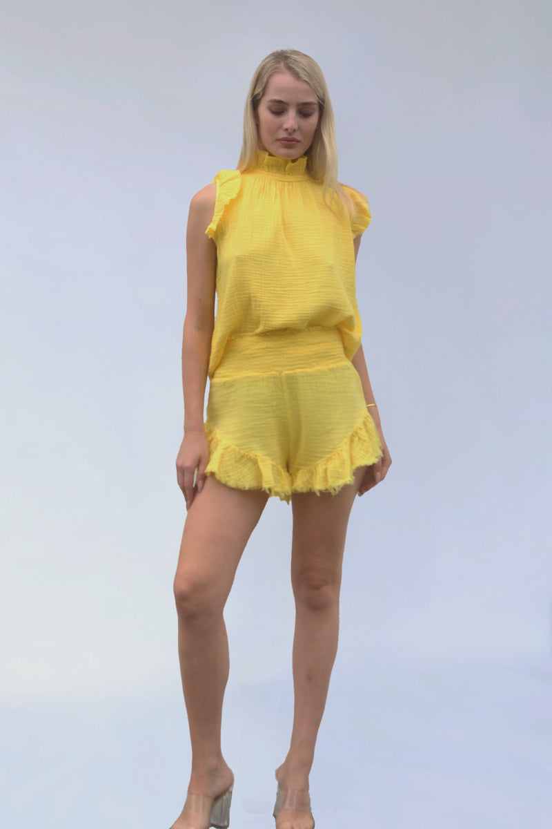 Ruffly Shorts - Bright Yellow - STARKx