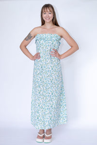 STARKx Summer 2023 Let's Party Dress Blue Green Print Front