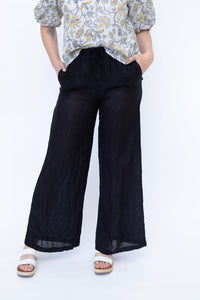 STARKx Summer 2023 Linen Wide Legs Pants Black Front