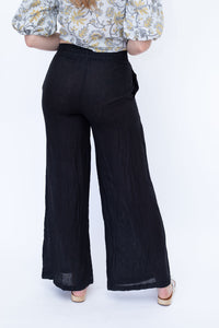 STARKx Summer 2023 Linen Wide Legs Pants Black Back