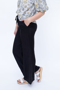 STARKx Summer 2023 Linen Wide Legs Pants Black Side