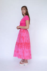 STARKx Summer 2023 Long Skirt Coral Pinky Tie Dye Side