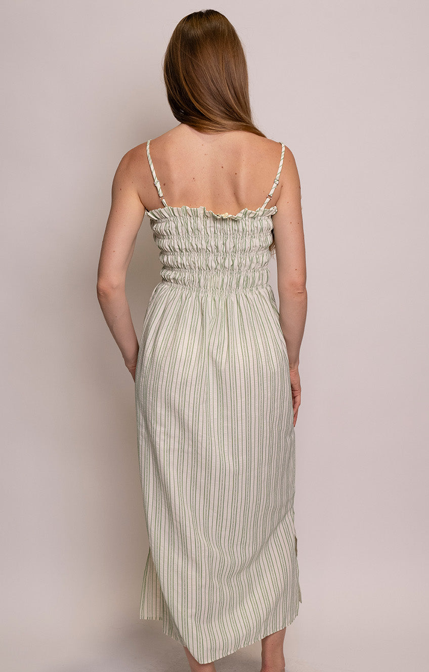 Mabel Dress - Sage Stripe