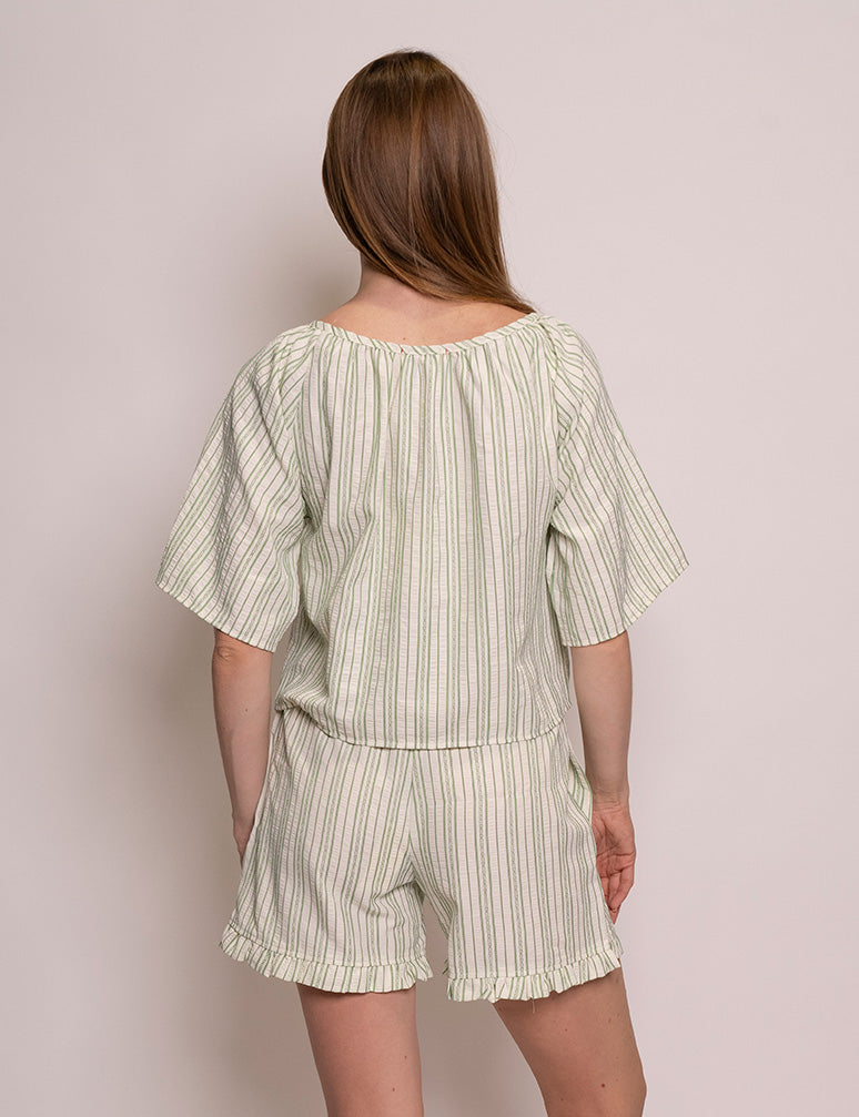 Ria Shorts - Sage Stripe