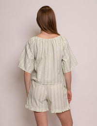 Ria Shorts - Sage Stripe