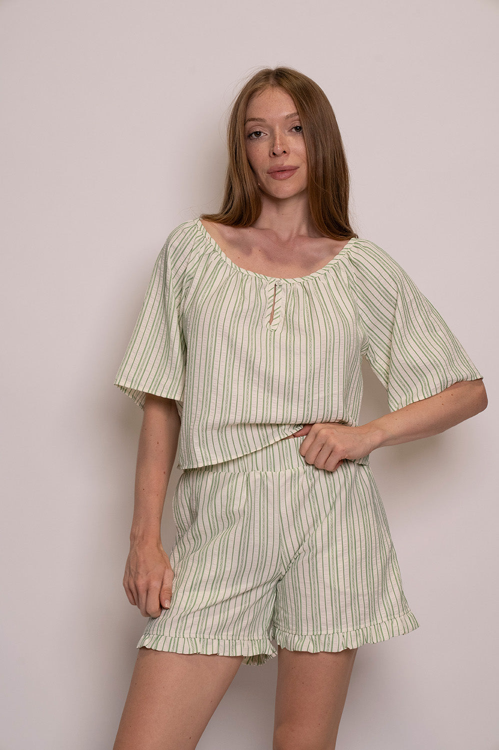 True Top - Sage Stripe