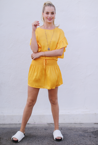 Silky Elastic Shirring Mini Skirt - Mango - STARKx