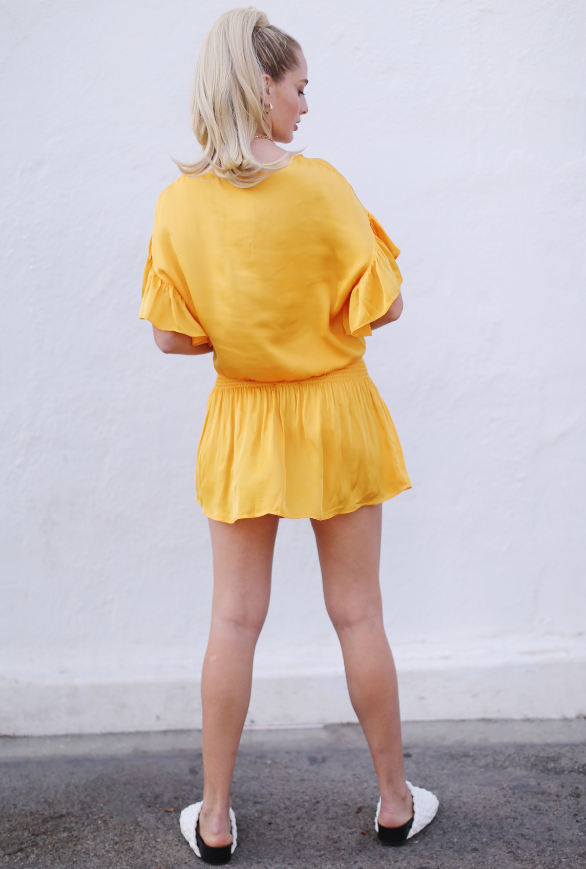 Silky Elastic Shirring Mini Skirt - Mango - STARKx